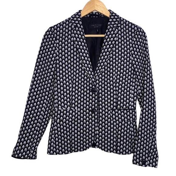 Rag & Bone Bailey Blazer Chevron Black and White Size 2 ~ - Picture 6 of 9